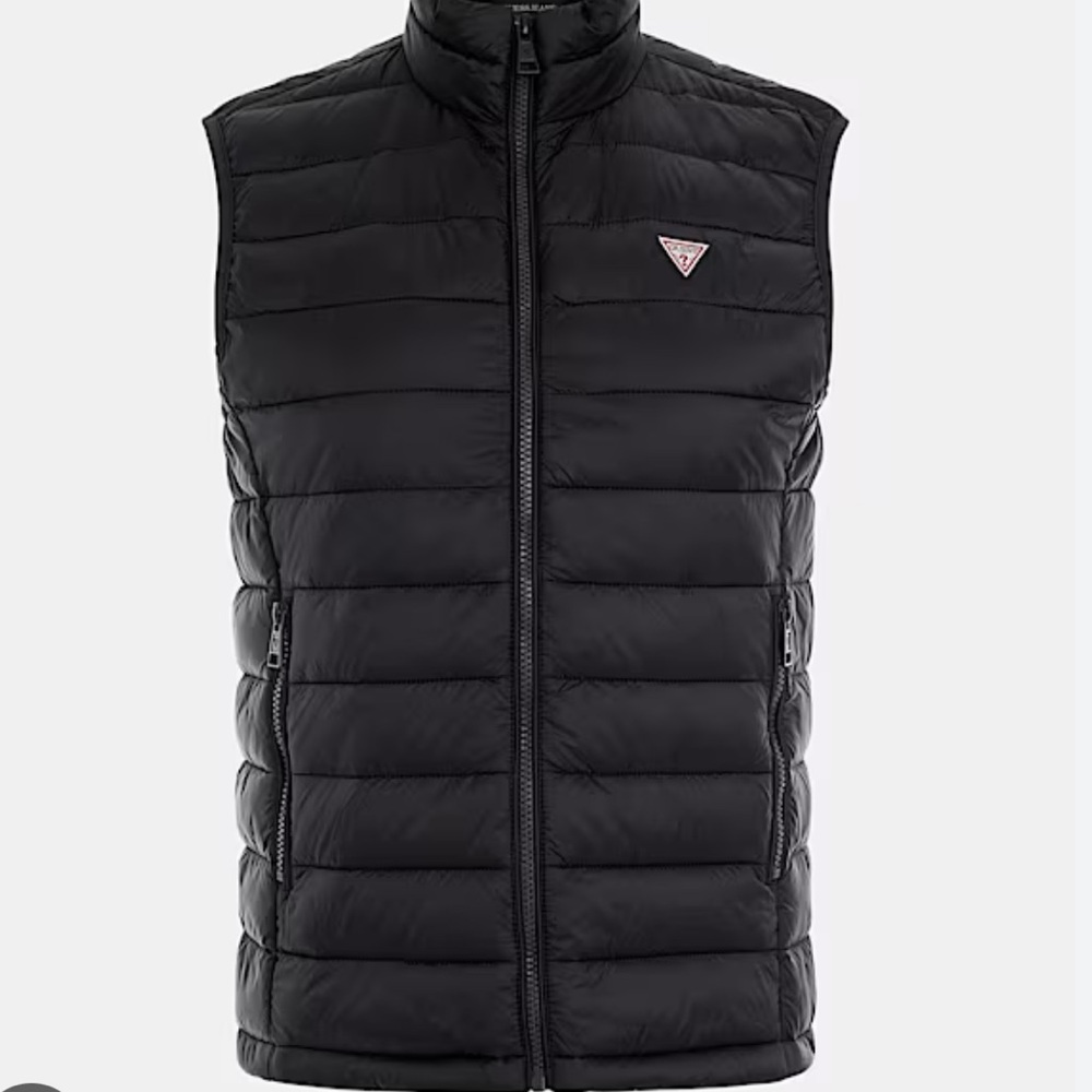GUESS Black Quilted Puffer Vest